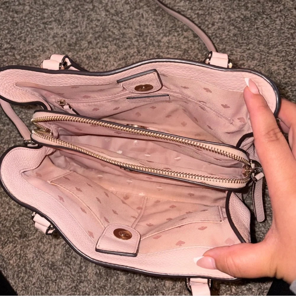 Kate Spade baby pink crossbody triple compartment hand bag